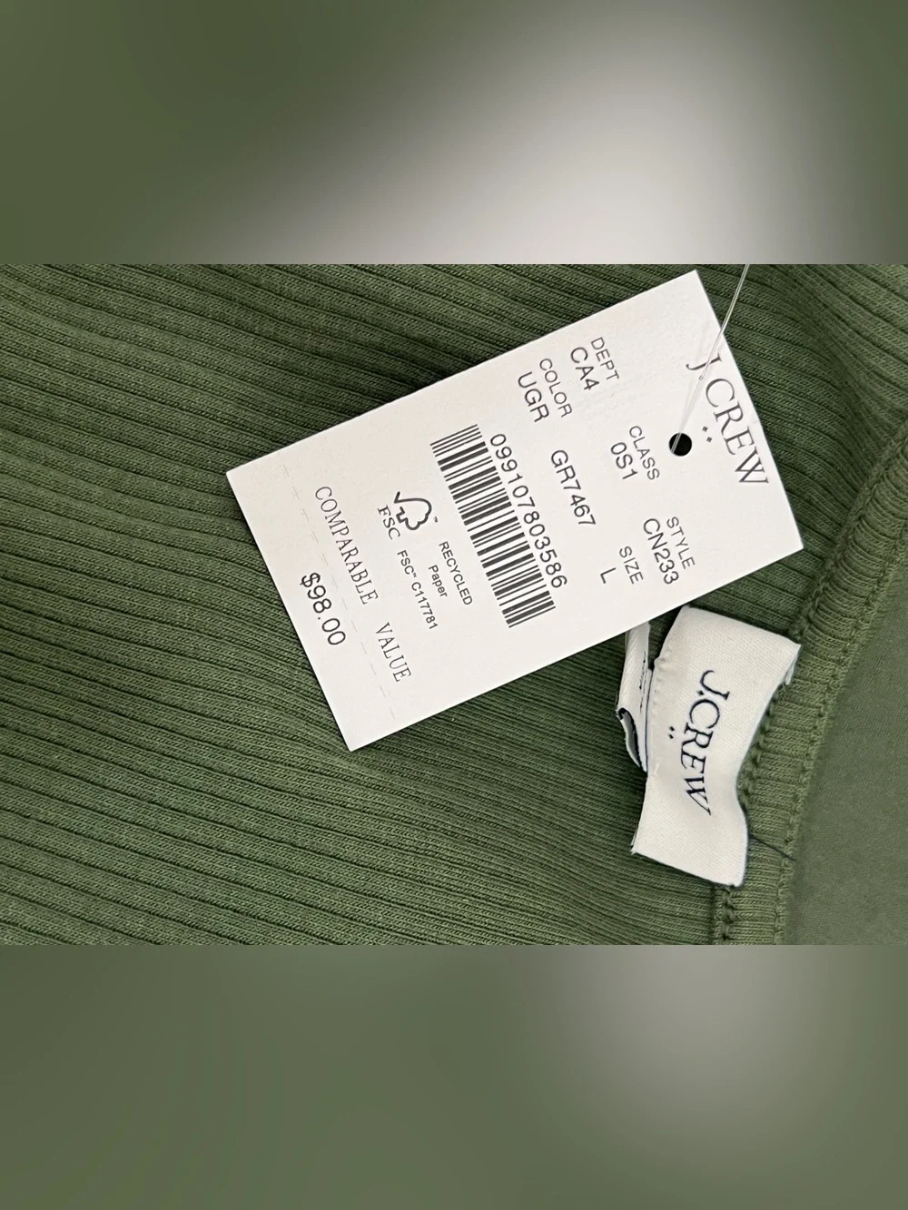 J.Crew Women’s Size L US Puff Sleeve Knit Mixy Mini Dress Olive Green